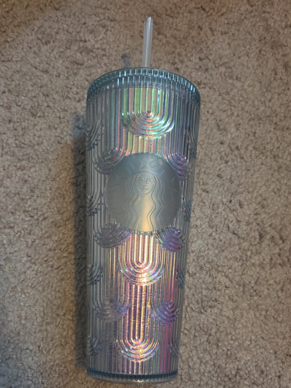 Starbucks Iridescent Holographic Tall Tumbler - Silver with Rainbow Sheen